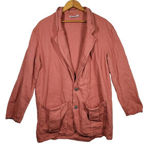Vintage Chicos Womens Blazer Jacket Large Pink Pockets Business Workwear Work